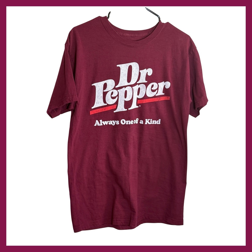 Dr Pepper Always One of a Kind Graphic T-Shirt Maroon Short Sleeve Tee Medium